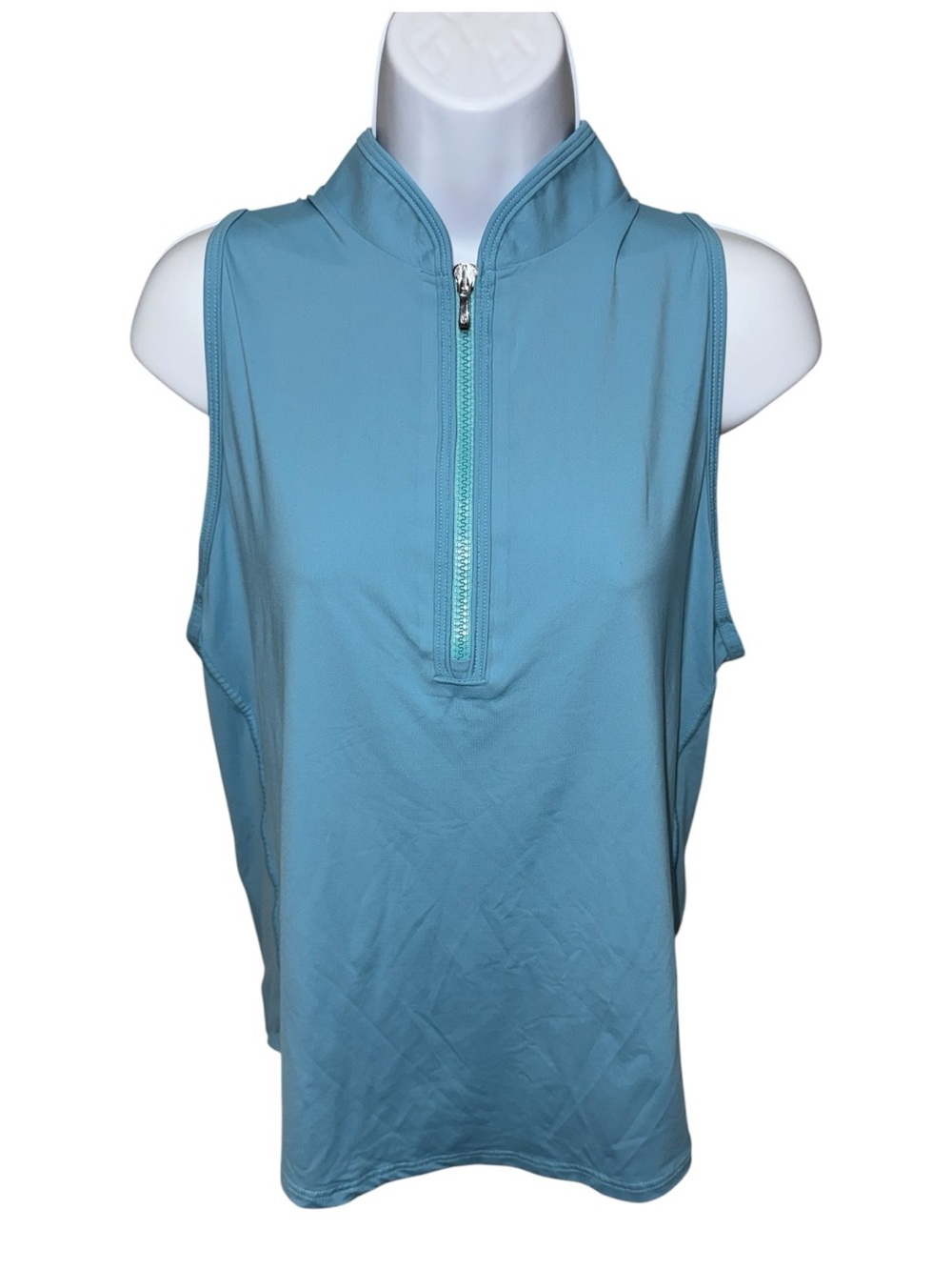 Women’s Greyson Blue Sleeveless Vesta Mock Neck Top - XL